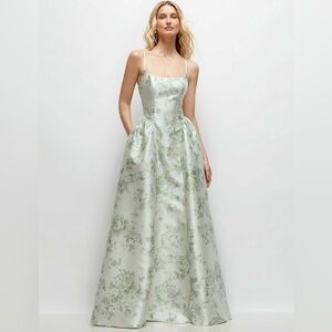 Dessy Collection Pale Green Floral Ball Gown
